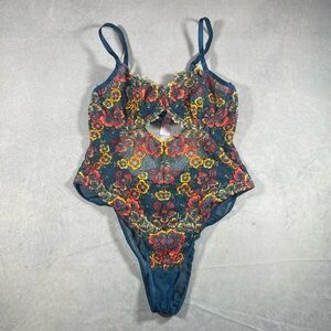 Savage x Fenty BAWDY BLUE SUNCHASER LACE underwire teddy x large